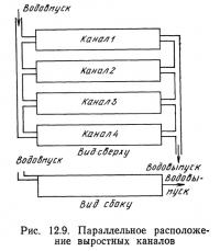 Рис. 12.9. Параллельное расположение выростных каналов